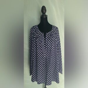 eShakti Dark Blue Polka Dot Blouse